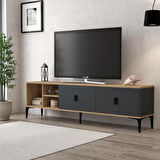3805 Era Tv Ünitesi 180 Cm 2 Kapaklı , Raflı , Sepet - Antrasit Tv Sehpası