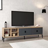 3805 Era Tv Ünitesi 180 Cm 2 Kapaklı , Raflı , Sepet - Antrasit Tv Sehpası