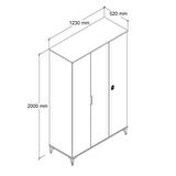 6301 Neva 3 Kapılı 200 Cm Gizli Çekmeceli Gardırop , Elbise Dolabı , Genç Odası Sepet