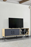 3609 Şile Metal Ayaklı Metal Kulplu 160 Cm TV Ünitesi Antrasit - Safir