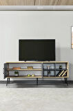 3609 Şile Metal Ayaklı Metal Kulplu 160 Cm TV Ünitesi Antrasit - Safir
