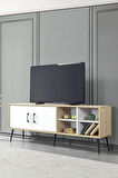 3611 Şile Metal Ayaklı Metal Kulplu 160 Cm Tv Ünitesi - Beyaz Safir