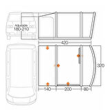 Campasist VW T5.T6 Kapalı Havalı Tente Çadır 400x300x210