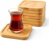 6 Lı Bambu Kare Çay Tabağı/Çay Bardağı Tabağı 10 cm