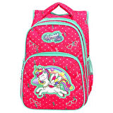 Waddell 3 Bölmeli İlkokul Çantası ve Beslenme Çantası Unicorn Benekli Pembe 24005