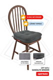 XPERMATE 6'lı Çift Kat Sandalye Minderi Fermuarlı Yıkanabilir Kılıf Bağcıklı Su ve Yağ İtici 42x42x8 Antrasit