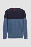 Ds Damat Regular Fit Lacivert Baklava Tüylenme Yapmayan Bisiklet Yaka Triko Kazak 3HC062ORTBKZK