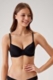 2'li Ekonomik Paket Siyah 6805 Adria Balenli Push Up Dolgulu Micro Sütyen Set