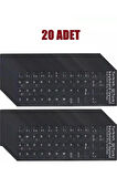 20 Adet Türkçe Q Klavye Sticker Notebook Pc Uyumlu Klavye Etiketi Silinmez Yapışkanlı Türkçe Harfler