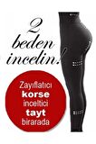 Kadın Siyah Lazer Kesim Yüksek Bel Korseli Tayt 1026