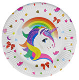 TABAK KARTON UNICORN ÇİÇEKLİ 23 CM 8 ADET