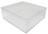 KUTU AKRİLİK KARE 8x8x3 CM ŞEFFAF 12 ADET