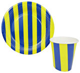 TABAK KARTON ÇİZGİLİ SARI LACİVERT 23 CM 8 ADET