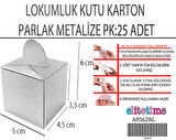 LOKUMLUK KARTON KUTU METALİZE PARLAK GÜMÜŞ 25 ADET