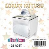 LOKUMLUK KARTON KUTU METALİZE PARLAK GÜMÜŞ 25 ADET