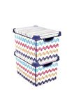 QUTU Style Box Colored Zigzag Plastik Dekoratif Kutu Seti - 2x 20 Litre