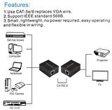 Rj45 Vga Ek Uzatici Cat5e 6 Kablos Extender 60 Metre