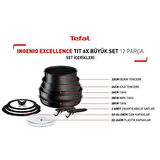 Ingenio Excellence Titanyum 6X Büyük Set 12 Parça