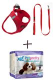 TAİLPETZ AIR MESH KÖPEK GÖĞÜS TASMASI KIRMIZI VE EĞİTIM SETI  MEDİUM