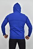 ZİDAN 4647-1 BÜYÜK BEDEN KAPŞONLU ERKEK SWEATSHIRT - SAKS MAVİSİ