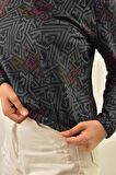 ZİDAN 306 DESENLİ KUMAŞ KAPŞONLU BAYAN SWEATSHIRT