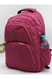 Kırinkıl Su Geçirmez Kumaş Bordo Renk Büyük Boy Unisex Okul Sırt Ve Seyahat Çantası // 2100
