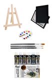 Mini Şövale Rich Master Mix 60cc Akrilik 6'lı Metalik Renk 25x35 Siyah Tuval Akrilik Başlangıç Seti