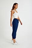 Barbora Keten Günlük Pantolon Beli Lastikli Bağcıklı Ln15lacivert7
