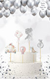 Bride Temalı Gümüş Pasta Üstü Figür Set