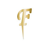 F Harfi Altın Pleksi Pasta Süsü 7 cm