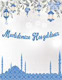 Mevlidimize Hoşgeldiniz Mavi Kaligrafi Banner