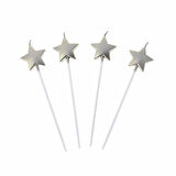 Gümüş Metalik Yıldız Mum 4 lü