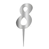 8 Rakam Gümüş Pleksi Pasta Süsü 7 cm