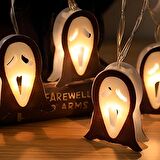 Çığlık Maske Figürlü Günışığı Cadılar Bayramı Süs Işıkları, Pilli LED Aydınlatma, Hallowen Süs Işığı