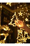 Yeni Yıl Çam Ağacı Geyik Çan Temalı Işık Zinciri, 3 Metre Fişli Perde LED Işık, Yılbaşı Ağacı Işığı