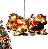 3D Noel Baba ve Geyikli Duvar Işığı, Fişli Ağaç Süsü, Günışığı Renkli Yılbaşı Noel Ev Dekoru Süsleme