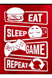 Eat Sleep Game Baskılı Kapüşonlu Sweatshirt