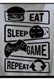 Eat Sleep Game Baskılı Kapüşonlu Sweatshirt