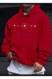 Ayın Evreleri Baskılı Kapüşonlu Sweatshirt