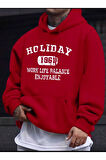 Holiday Baskılı Kapüşonlu Sweatshirt