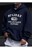 Holiday Baskılı Kapüşonlu Sweatshirt