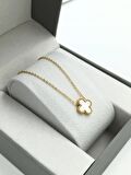 Çelik Çift Taraflı Tek Yoncalı Sedef Kolye Van Cleef Model Trkolye50340