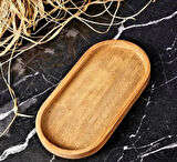 Doğal Ahşap (21 Cm X 11 Cm) Amber Renk Sıvı Yağlık Altı / Yağdanlık Standı Sunum Tabağı