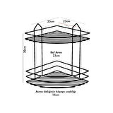 Banyo Aksesuar Seti 4 Lü SİYAH , Ömür Boyu Paslanmaz Banyo Köşeliği Duş Rafı Şampuanlık SİYAH EK-02