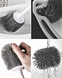 Silikon Wc Tuvalet Banyo Fırçası Klozet Fırçası Kare Beyaz