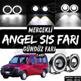 Fiat Doblo D1 2000-2005 Uyumlu Üniversal Mercekli Angel Sis Farı Metal Su Geçirmez 76 mm Beyaz Halkalı Gündüz Farı Angel Eyes 2 Adet
