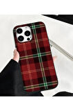 İPHONE 14 UYUMLU EKOSE DESENLİ SİLİKON KILIF