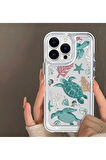 İPHONE 15 UYUMLU DENİZ KAPLUMBAĞA DESENLİ ŞEFFAF SİLİKON KILIF