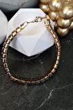 Çelik Tek Sıra Üç Boyutlu Gold Halhal 25 cm