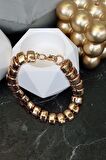 Çelik Tek Sıra Üç Boyutlu Gold Halhal 22 cm